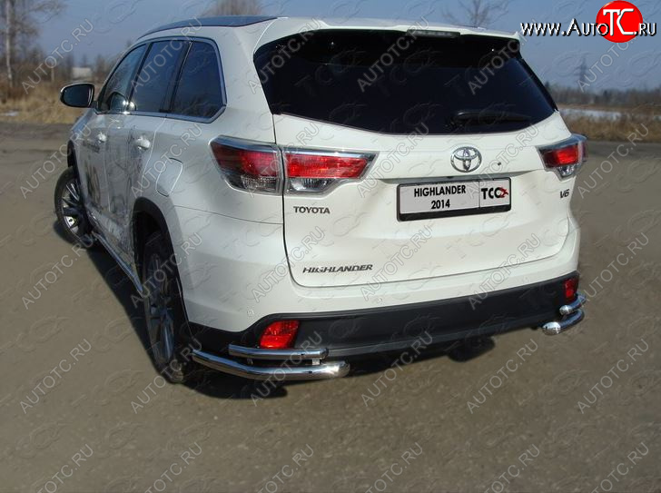 24 999 р. Защита заднего бампера (уголки двойные) ТСС 60,3/42,4 мм Toyota Highlander XU50 дорестайлинг (2013-2017)  с доставкой в г. Белгород