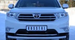 Одинарная защита переднего бампера диаметром 63 мм (рестайлинг) SLITKOFF Toyota Highlander  XU40 (2010-2013) рестайлинг