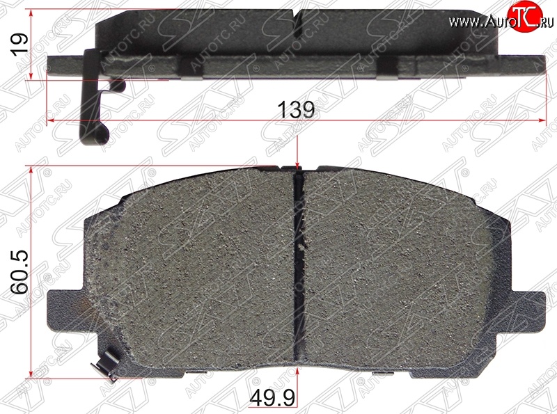 1 039 р. Колодки тормозные SAT (передние) Toyota Highlander XU20 рестайлинг (2003-2007)  с доставкой в г. Белгород