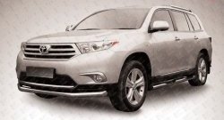 Одинарная защита переднего бампера диаметром 76 мм Slitkoff Toyota Highlander  XU40 (2010-2013) рестайлинг