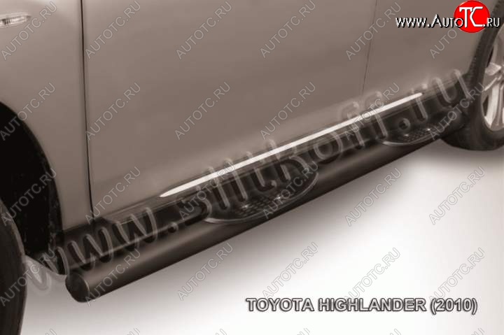 15 499 р. Защита порогов Slitkoff Toyota Highlander XU40 рестайлинг (2010-2013) (Цвет: серебристый)  с доставкой в г. Белгород