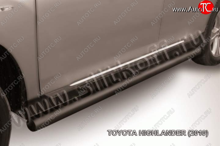 12 999 р. Защита порогов Slitkoff Toyota Highlander XU40 рестайлинг (2010-2013) (Цвет: серебристый)  с доставкой в г. Белгород