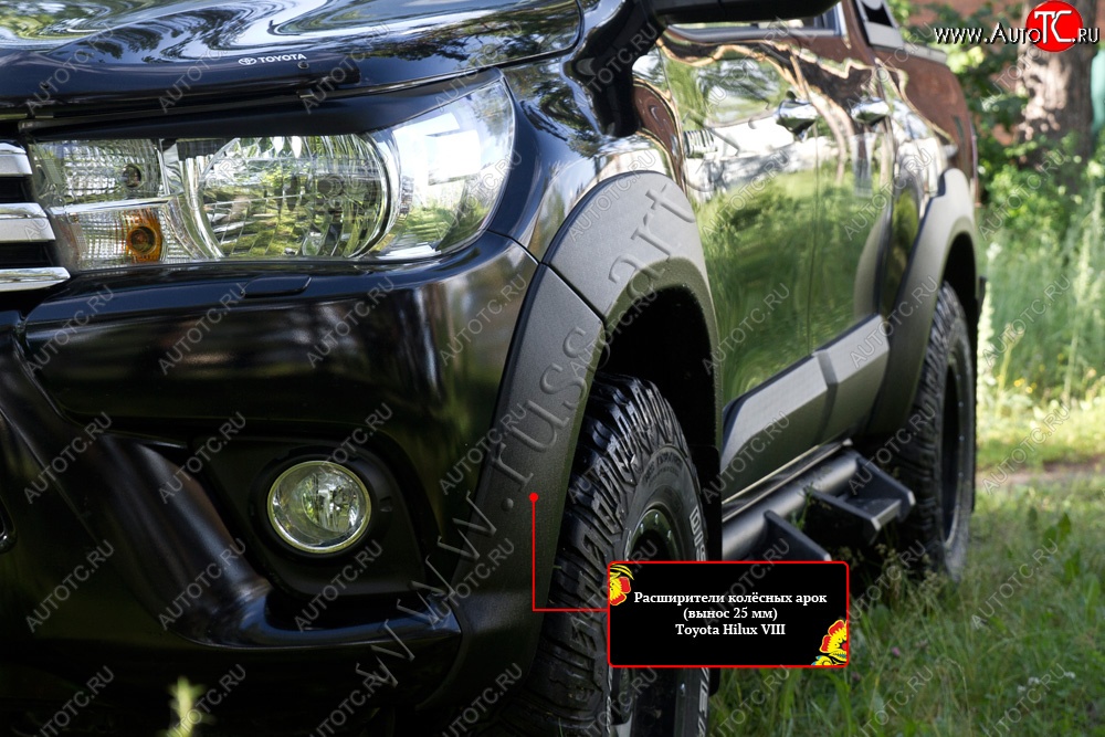 28 999 р. Расширитель арки RA (вылет 25 мм, комплект) Toyota Hilux AN120 дорестайлинг (2016-2020) (Поверхность глянец (под окраску), Неокрашенный)  с доставкой в г. Белгород