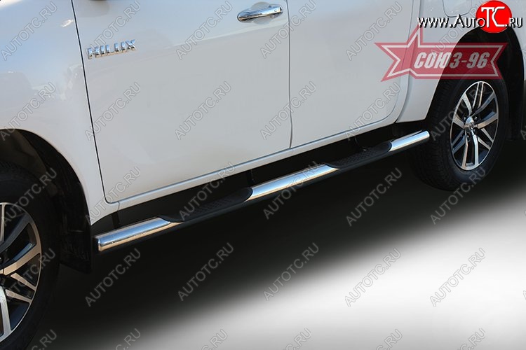 17 369 р. Защита порогов с проступью Souz-96 (d76) Toyota Hilux AN120 дорестайлинг (2016-2020)  с доставкой в г. Белгород