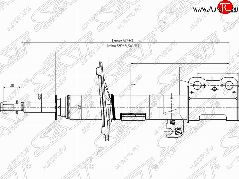 3 799 р. Левый амортизатор передний SAT Toyota Ipsum ACM20 дорестайлинг (2001-2003)  с доставкой в г. Белгород