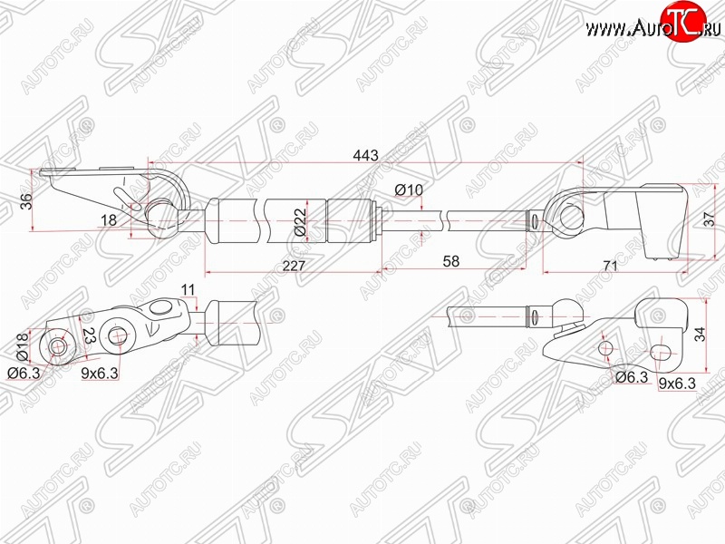 1 189 р. Левый газовый упор крышки багажника SAT Toyota Ipsum ACM20 дорестайлинг (2001-2003)  с доставкой в г. Белгород