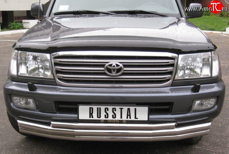 25 999 р. Тройная защита переднего бампера SLITKOFF из труб диаметром по 63 мм Toyota Land Cruiser 10 100 дорестайлинг (1998-2002)  с доставкой в г. Белгород