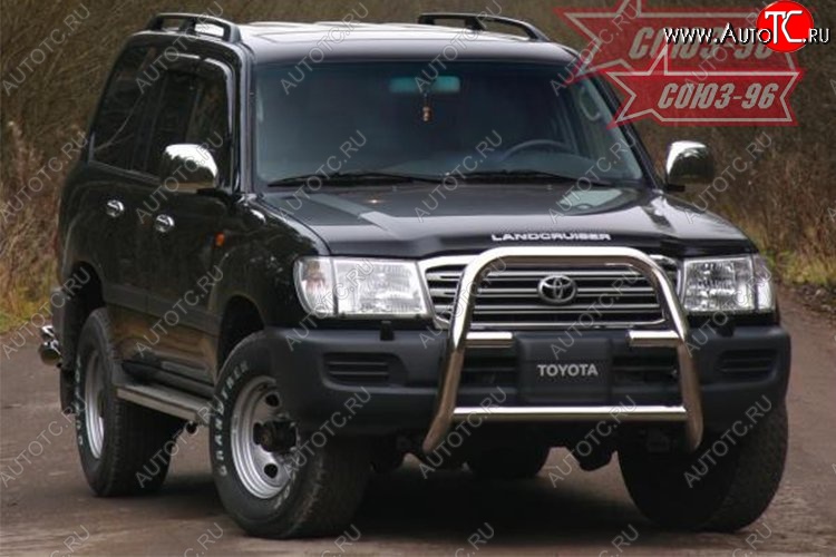 23 039 р. Защита переднего бампера под лебедку Souz-96 (d76) Toyota Land Cruiser 10 100 дорестайлинг (1998-2002)  с доставкой в г. Белгород