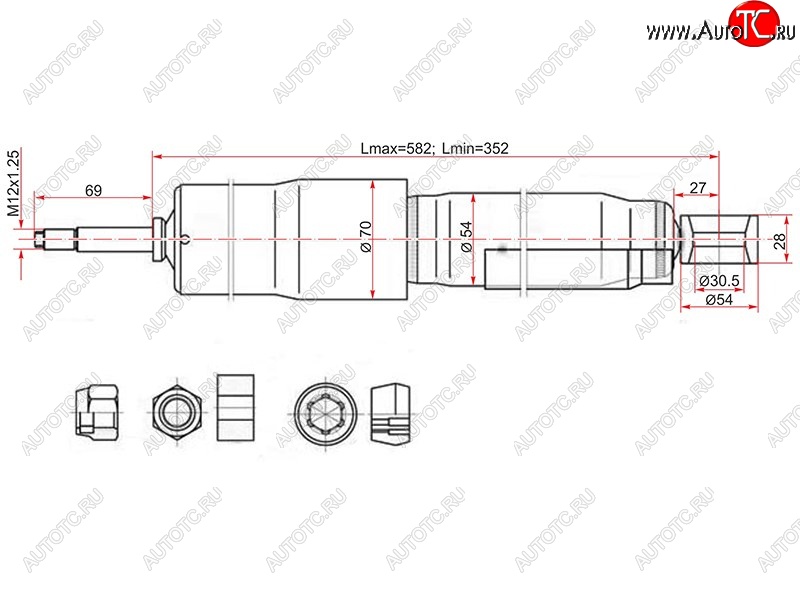 2 499 р. Амортизатор задний LH=RH SAT Toyota Land Cruiser 80 (1989-1997)  с доставкой в г. Белгород