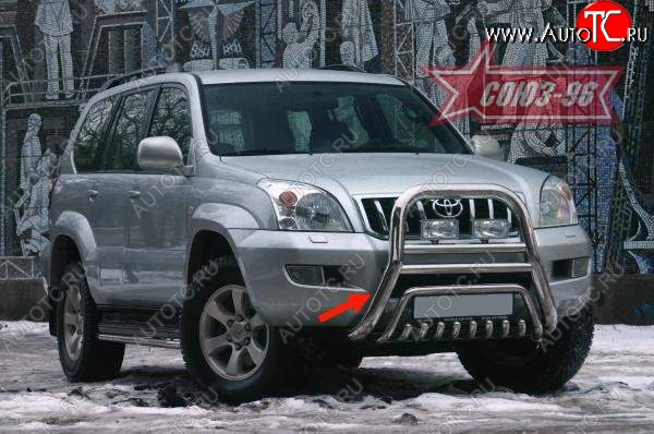 26 009 р. Защита переднего бампера Souz-96 (d76 и 51) Toyota Land Cruiser Prado J120 (2002-2009)  с доставкой в г. Белгород