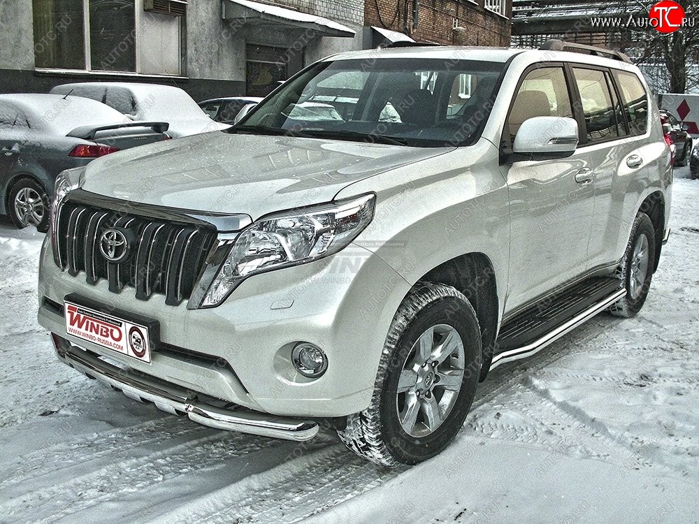 15 799 р. Защита переднего бампера WINBO (Ø76 мм, нержавейка) Toyota Land Cruiser Prado J120 (2002-2009)  с доставкой в г. Белгород