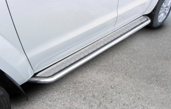 Защита порогов d57 с листом Slitkoff (усиленная) Toyota Land Cruiser Prado  J150 (2017-2020) 2-ой рестайлинг