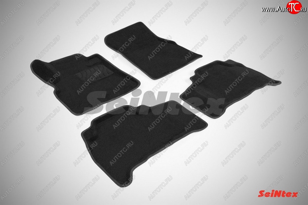6 199 р. Износостойкие коврики в салон SeiNtex Premium 3D 4 шт. (ворсовые, черные) Toyota Land Cruiser 200 дорестайлинг (2007-2012)  с доставкой в г. Белгород