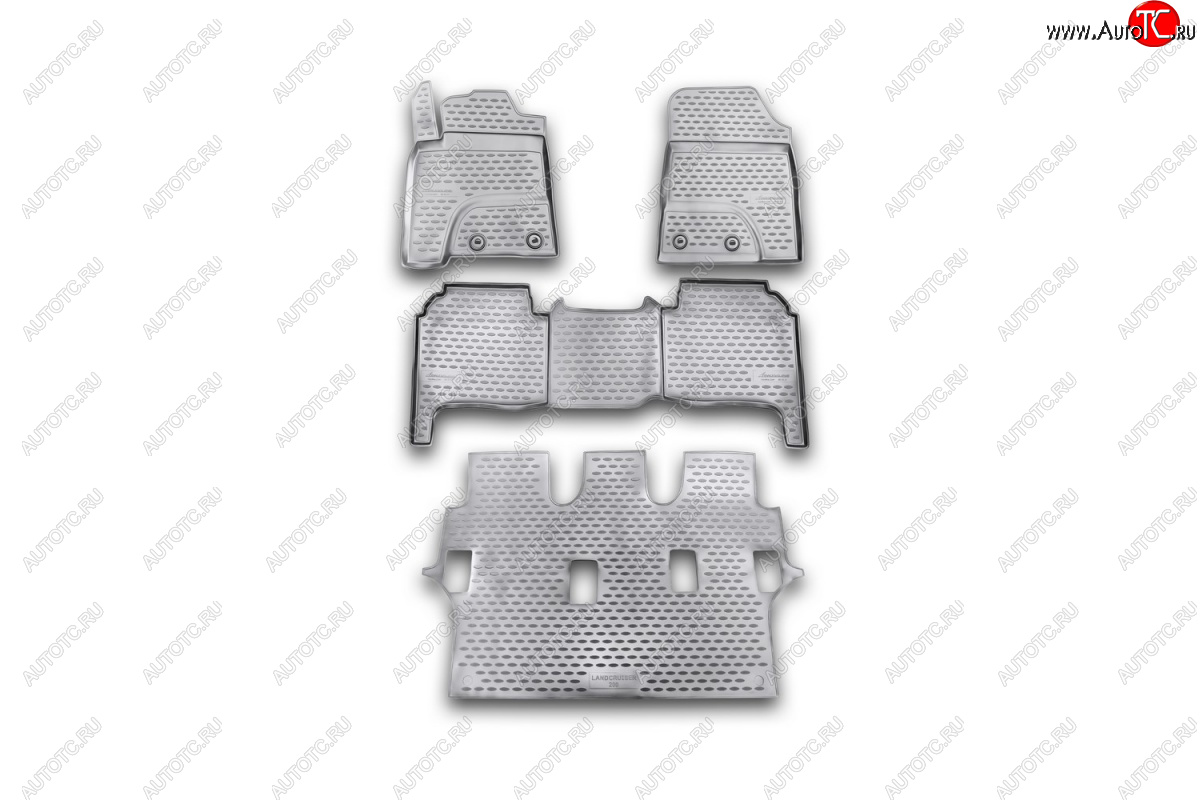 1 239 р. Комплект 3D ковриков салона Element (полиуретан) Toyota Land Cruiser 200 дорестайлинг (2007-2012) (Серые)  с доставкой в г. Белгород