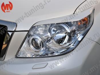 1 599 р. Реснички на фары JAOS Toyota Land Cruiser Prado J150 дорестайлинг (2009-2013) (Неокрашенные)  с доставкой в г. Белгород. Увеличить фотографию 2
