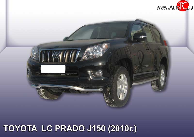 12 499 р. Фигурная защита переднего бампера диаметром 57 мм Slitkoff Toyota Land Cruiser Prado J150 дорестайлинг (2009-2013) (Цвет: нержавеющая полированная сталь)  с доставкой в г. Белгород