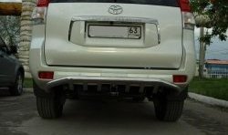 Защита заднего бампера d76 мм с изгибом Металл Дизайн Toyota Land Cruiser Prado J150 дорестайлинг (2009-2013) (полированная нержавейка)