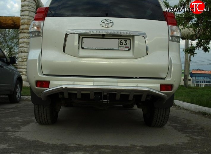 11 499 р. Защита заднего бампера d76 мм с изгибом Металл Дизайн Toyota Land Cruiser Prado J150 дорестайлинг (2009-2013) (полированная нержавейка)  с доставкой в г. Белгород