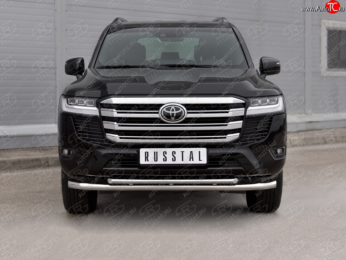 23 499 р. Защита переднего бампера (2 трубы Ø63 и 42 мм, нержавейка) SLITKOFF Toyota Land Cruiser J300 дорестайлинг (2021-2025)  с доставкой в г. Белгород