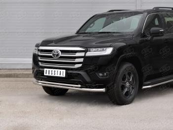 23 499 р. Защита переднего бампера (2 трубы Ø63 и 42 мм, нержавейка) SLITKOFF Toyota Land Cruiser J300 дорестайлинг (2021-2025)  с доставкой в г. Белгород. Увеличить фотографию 2