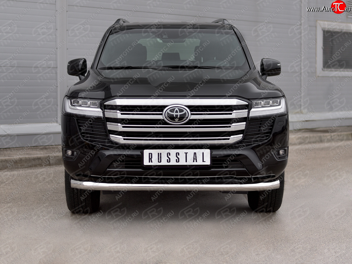21 999 р. Защита переднего бампера (Ø76 мм, нержавейка) SLITKOFF Toyota Land Cruiser J300 дорестайлинг (2021-2025)  с доставкой в г. Белгород