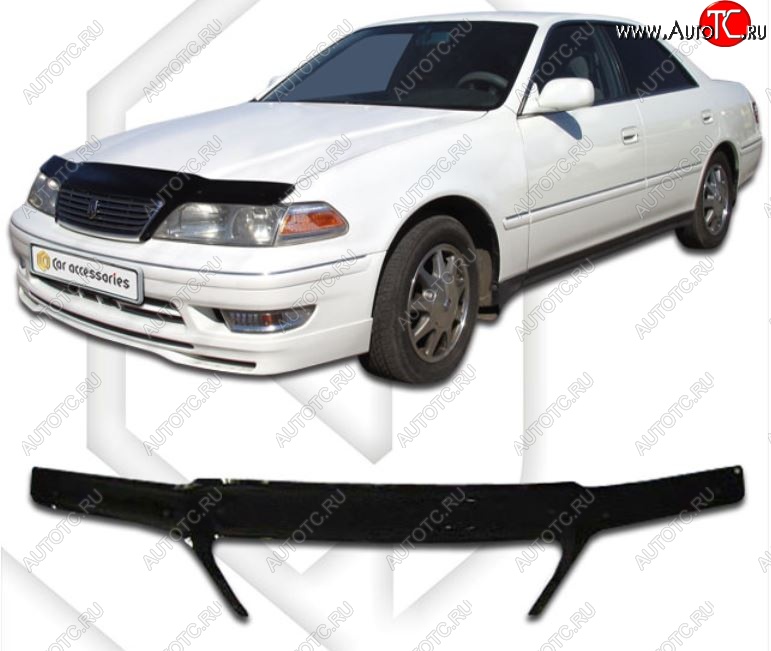 2 559 р. Дефлектор капота CA-Plastiс exclusive Toyota Mark 2 X100 седан (1996-2000) (Classic черный, Без надписи)  с доставкой в г. Белгород