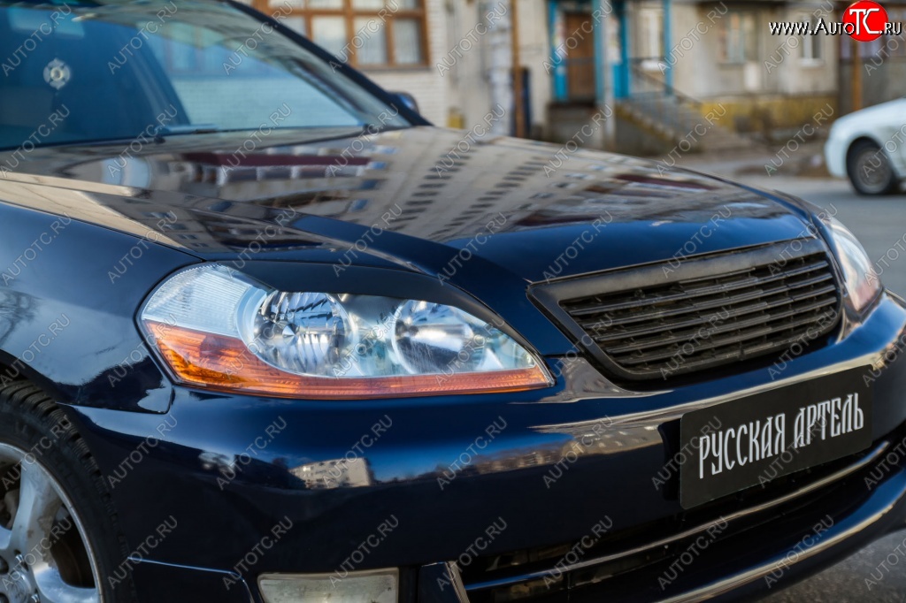 1 269 р. Реснички на фары RA Toyota Mark 2 X110 седан дорестайлинг (2000-2002) (Неокрашенные)  с доставкой в г. Белгород
