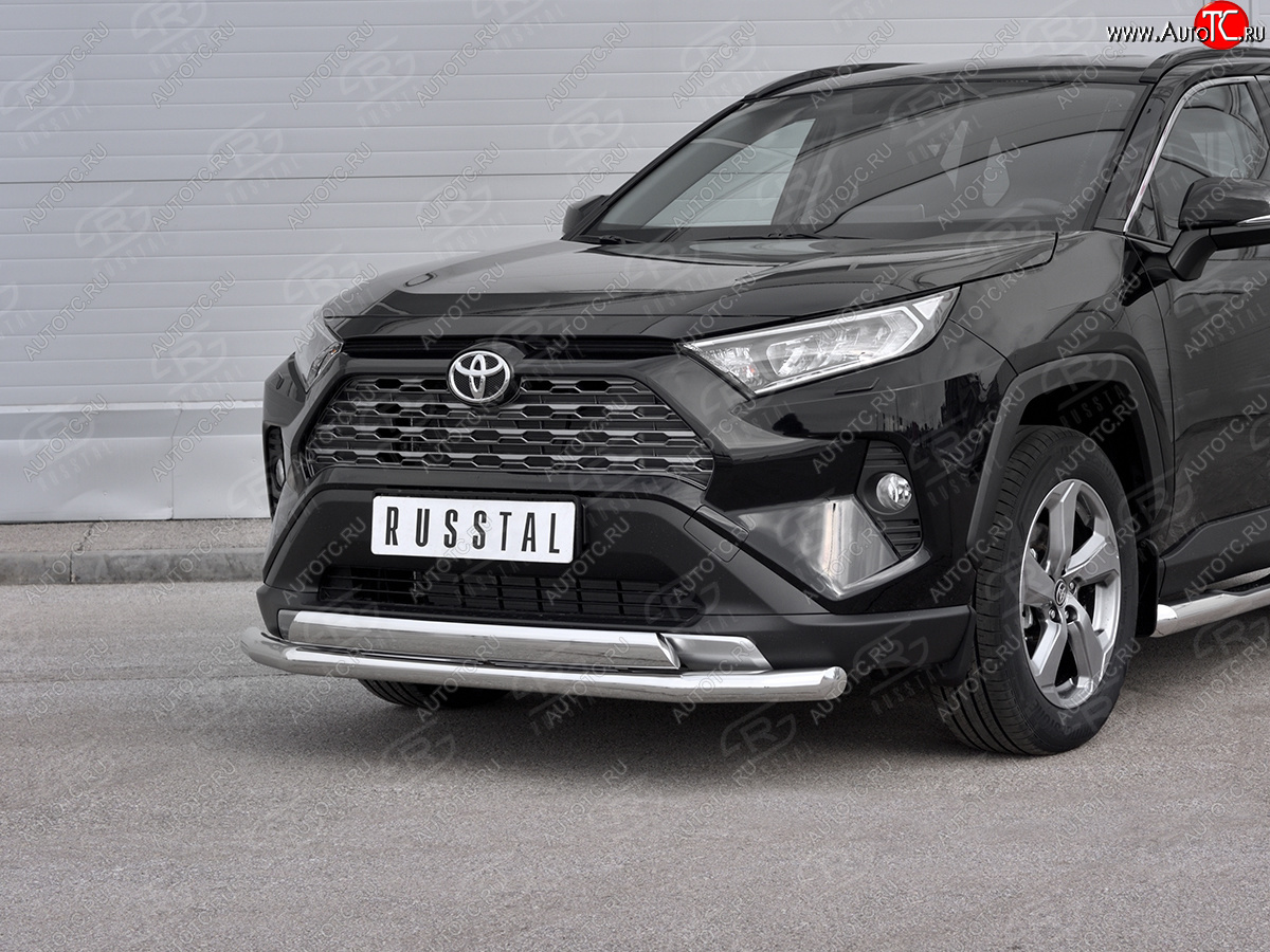 16 399 р. Защита переднего бампера (2 трубы Ø63 и 75х42 мм, нержавейка) Russtal Toyota RAV4 XA50 5 дв. дорестайлинг (2018-2025)  с доставкой в г. Белгород