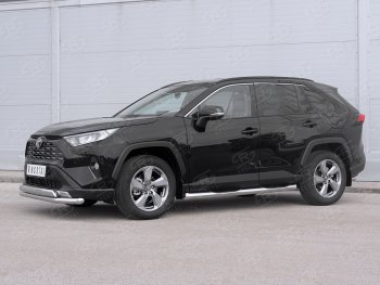 16 399 р. Защита переднего бампера (2 трубы Ø63 и 75х42 мм, нержавейка) Russtal Toyota RAV4 XA50 5 дв. дорестайлинг (2018-2025)  с доставкой в г. Белгород. Увеличить фотографию 4