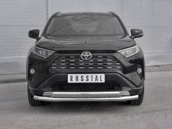 16 399 р. Защита переднего бампера (2 трубы Ø63 и 75х42 мм, нержавейка) Russtal Toyota RAV4 XA50 5 дв. дорестайлинг (2018-2025)  с доставкой в г. Белгород. Увеличить фотографию 2
