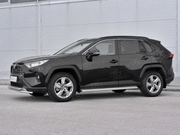 18 899 р. Защита переднего бампера (2 трубы Ø42 мм, нержавейка) SLITKOFF Toyota RAV4 XA50 5 дв. дорестайлинг (2018-2025)  с доставкой в г. Белгород. Увеличить фотографию 2
