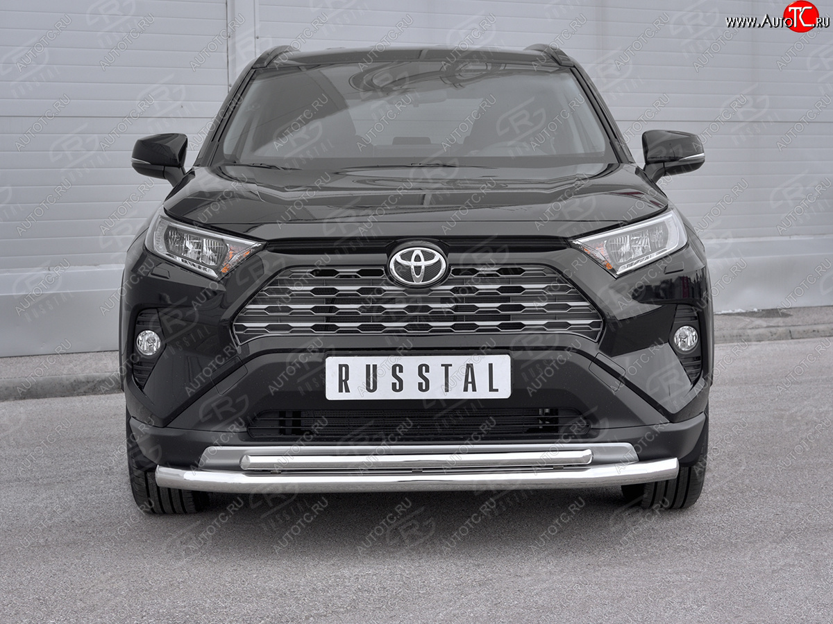 19 999 р. Защита переднего бампера (2 трубы Ø63 и 42 мм, нержавейка) SLITKOFF Toyota RAV4 XA50 5 дв. дорестайлинг (2018-2025)  с доставкой в г. Белгород
