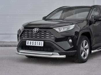 19 999 р. Защита переднего бампера (2 трубы Ø63 и 42 мм, нержавейка) SLITKOFF Toyota RAV4 XA50 5 дв. дорестайлинг (2018-2025)  с доставкой в г. Белгород. Увеличить фотографию 2
