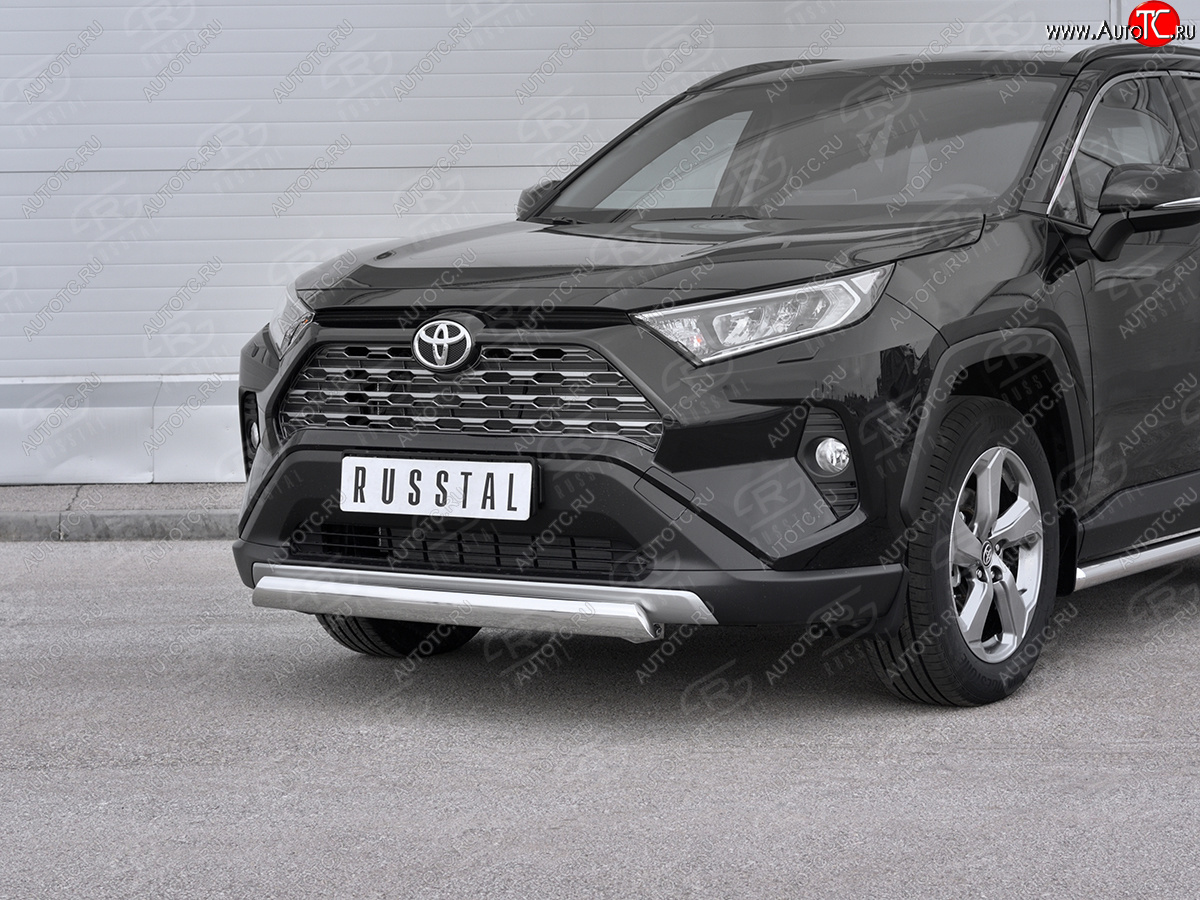 11 999 р. Защита переднего бампера (Ø75х42 мм, нержавейка) Russtal Toyota RAV4 XA50 5 дв. дорестайлинг (2018-2025)  с доставкой в г. Белгород