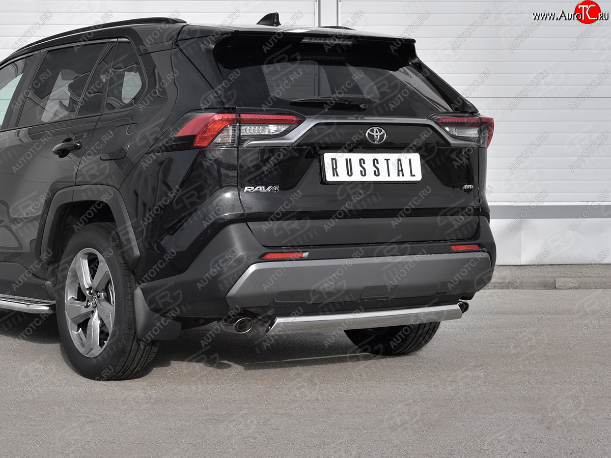 12 299 р. Защита заднего бампера (Ø75х42 мм, нержавейка) Russtal Toyota RAV4 XA50 5 дв. дорестайлинг (2018-2025)  с доставкой в г. Белгород