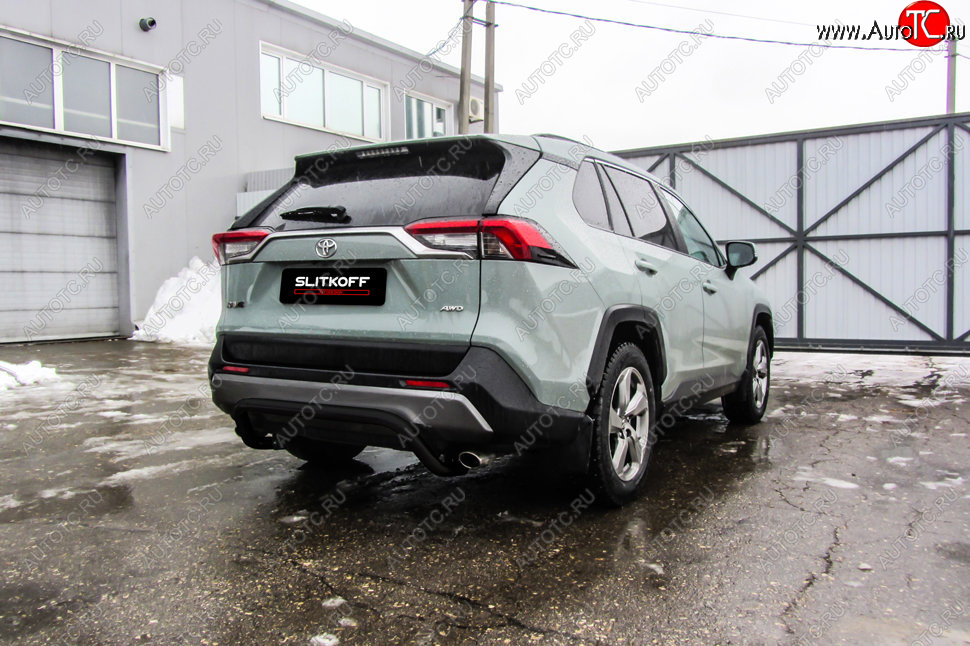 7 499 р. Защита заднего бампера Slitkoff (Ø57 мм, скоба) Toyota RAV4 XA50 5 дв. дорестайлинг (2018-2025) (Сталь с полимерным покрытием в цвет: черный)  с доставкой в г. Белгород