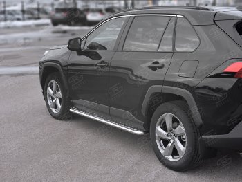 22 999 р. Пороги SLITKOFF d42 с листом Toyota RAV4 XA50 5 дв. дорестайлинг (2018-2025) (лист алюминий, труба сталь)  с доставкой в г. Белгород. Увеличить фотографию 2