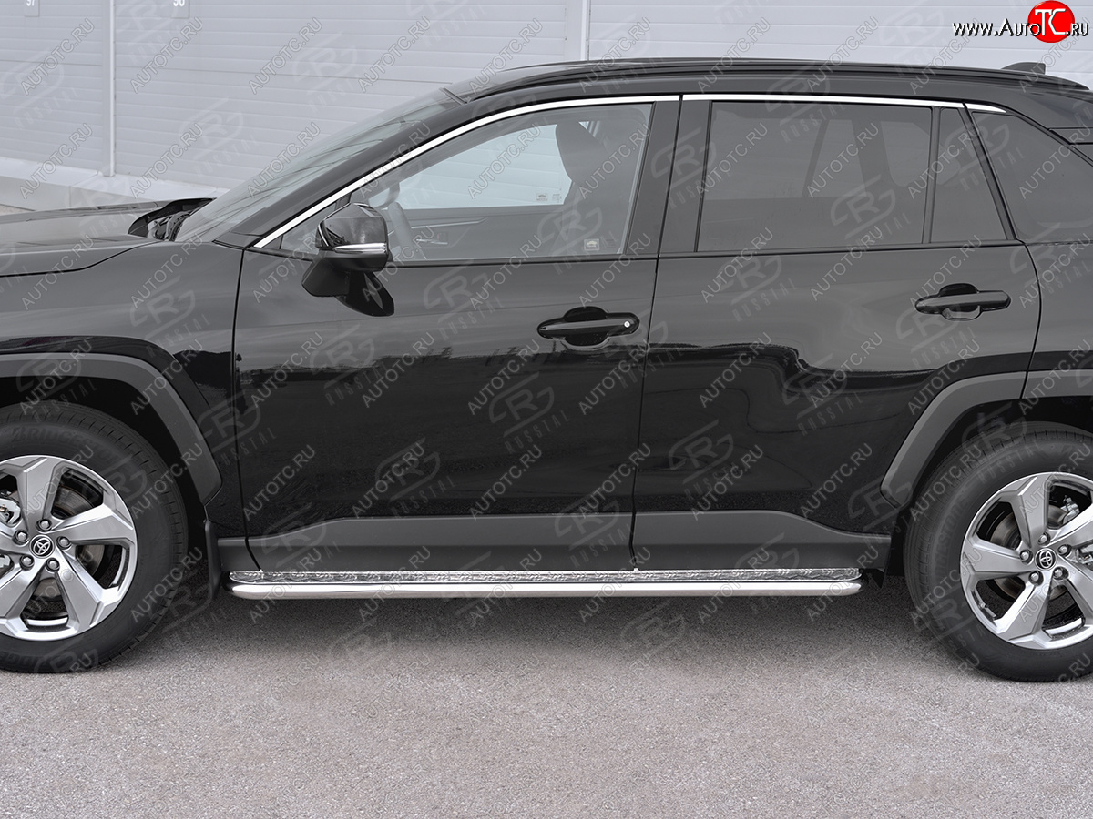 22 999 р. Пороги SLITKOFF d42 с листом Toyota RAV4 XA50 5 дв. дорестайлинг (2018-2025) (лист алюминий, труба сталь)  с доставкой в г. Белгород