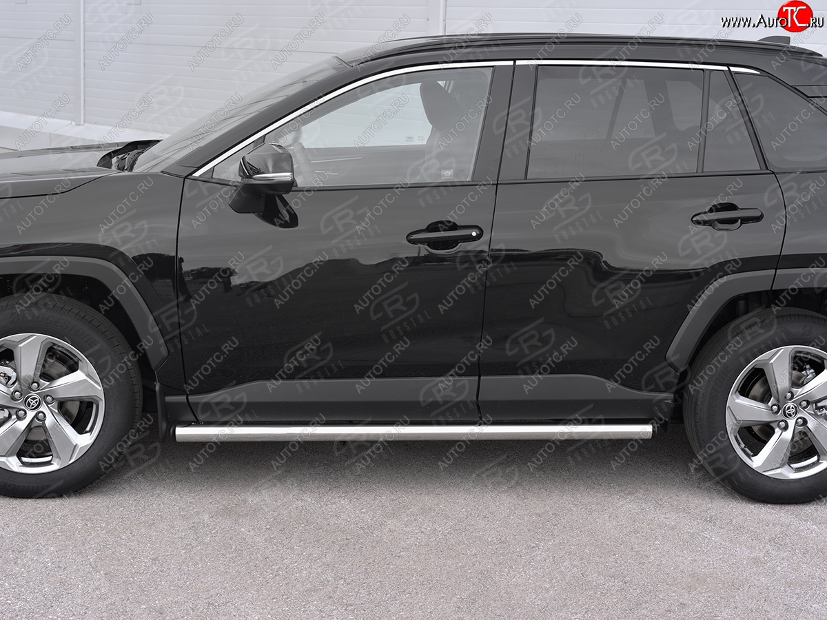 18 799 р. Защита порогов на SLITKOFF труба d63 Toyota RAV4 XA50 5 дв. дорестайлинг (2018-2025) (защита порогов с заглушками на торцах)  с доставкой в г. Белгород