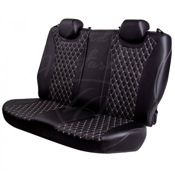 13 949 р. Чехлы для сидений Lord Autofashion Байрон (экокожа, 60/40, подлокотник, 3 Г-образных подголовника) Toyota RAV4 XA50 5 дв. дорестайлинг (2018-2025) (Черный, вставка черная, строчка бежевая)  с доставкой в г. Белгород. Увеличить фотографию 5