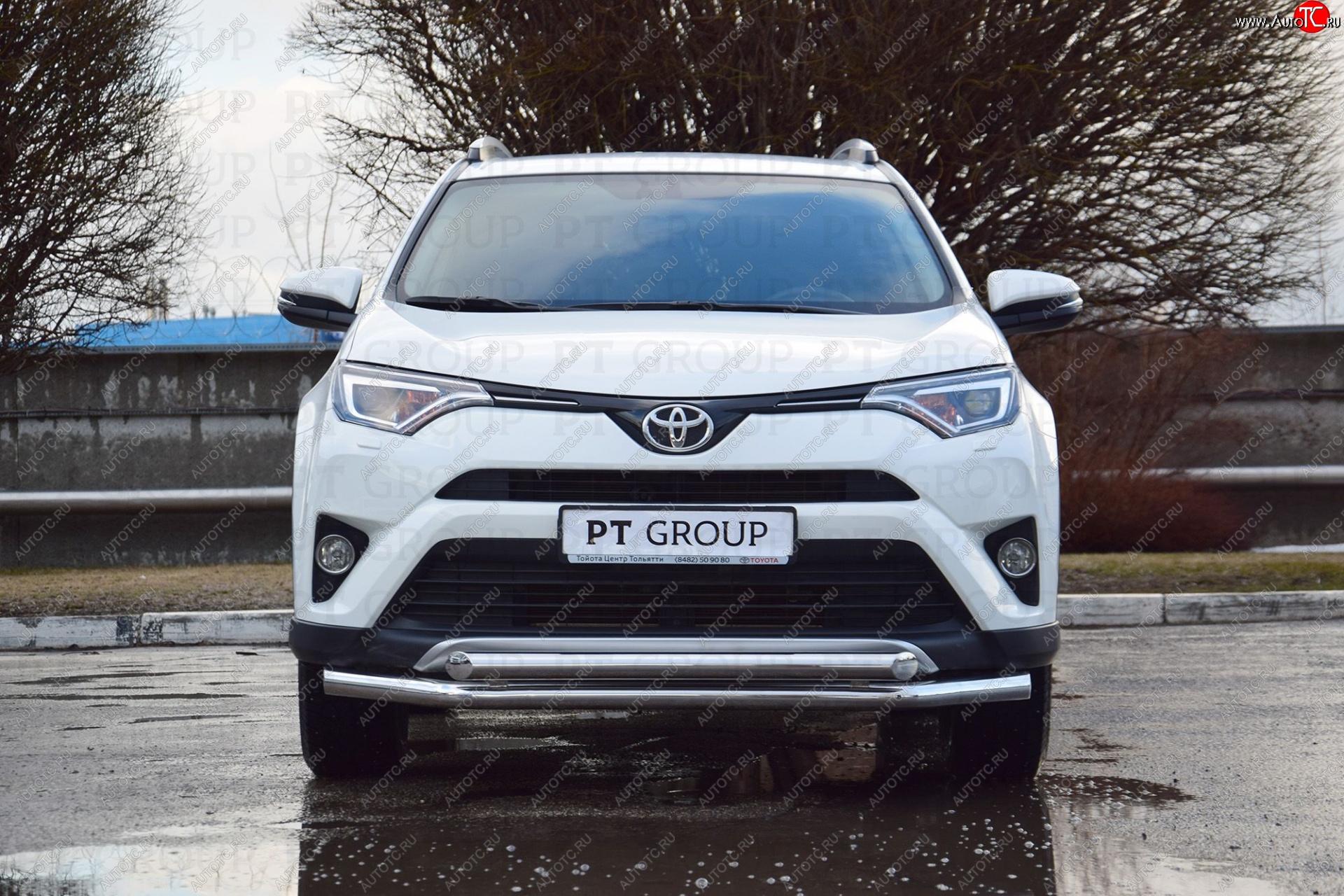 20 999 р. Защита переднего бампера двойная из труб d63/63 мм Petroil Tuning Toyota RAV4 XA40 5 дв. рестайлинг (2015-2019) (Нержавеющая полированная сталь)  с доставкой в г. Белгород