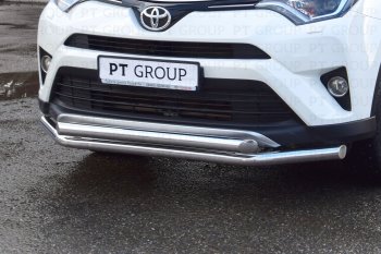 20 999 р. Защита переднего бампера двойная из труб d63/63 мм Petroil Tuning Toyota RAV4 XA40 5 дв. рестайлинг (2015-2019) (Нержавеющая полированная сталь)  с доставкой в г. Белгород. Увеличить фотографию 3
