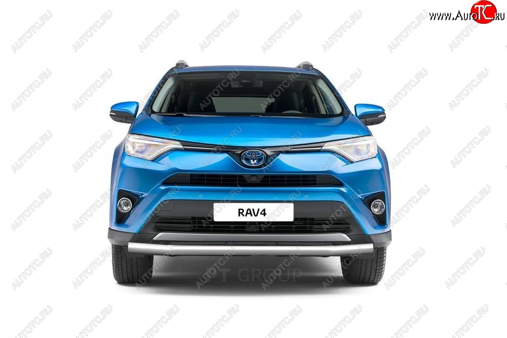 19 499 р. Защита переднего бампера одинарная из трубы d63 мм Petroil Tuning Toyota RAV4 XA40 5 дв. рестайлинг (2015-2019) (Нержавеющая полированная сталь)  с доставкой в г. Белгород