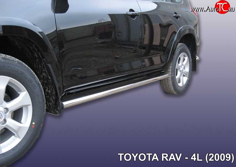 14 449 р. Защита порогов из круглой трубы диаметром 57 мм Slitkoff Toyota RAV4 XA30 5 дв. удлиненный дорестайлинг (2003-2008) (Цвет: нержавеющая полированная сталь)  с доставкой в г. Белгород