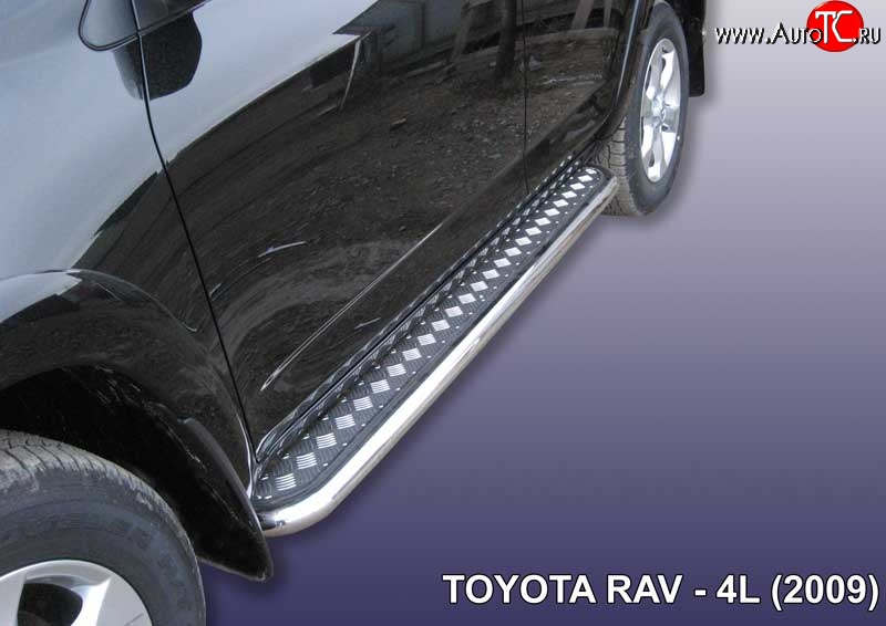 16 999 р. Широкая защита порогов с трубой диаметром 57 мм Slitkoff Toyota RAV4 XA30 5 дв. удлиненный дорестайлинг (2003-2008) (Цвет: нержавеющая полированная сталь)  с доставкой в г. Белгород