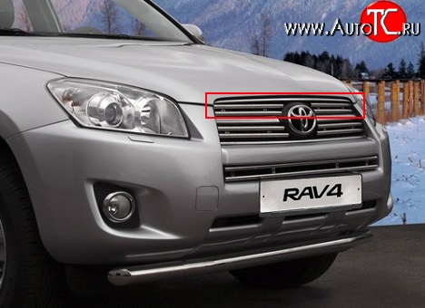 7 799 р. Декоративные вставки решетки радиатора Novline (верхние, двойные)  Toyota RAV4  XA30 (2010-2013) 5 дв. 2-ой рестайлинг, 5 дв. удлиненный 2-ой рестайлинг  с доставкой в г. Белгород