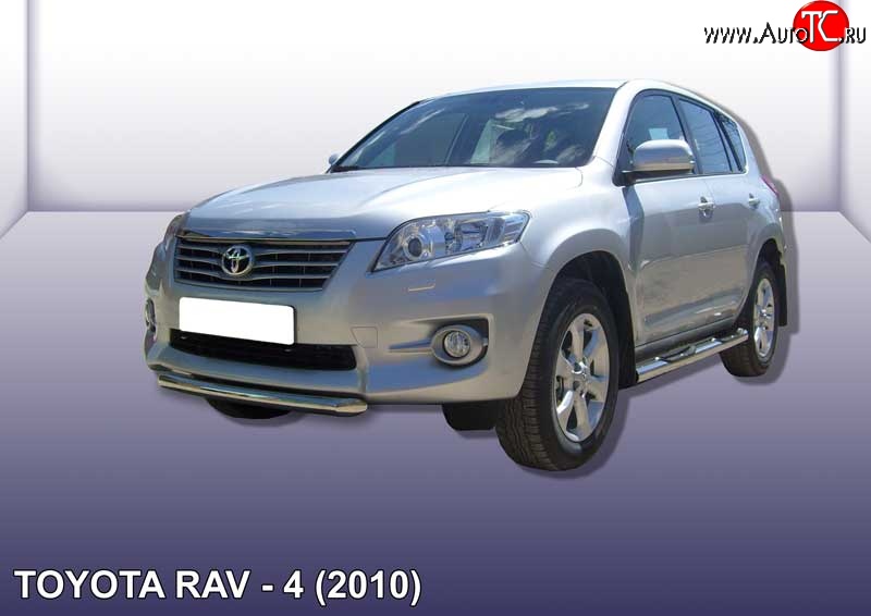 9 649 р. Защита переднего бампера из короткой трубы диаметром 57 мм Slitkoff Toyota RAV4 XA30 5 дв. 2-ой рестайлинг (2010-2013) (Цвет: нержавеющая полированная сталь)  с доставкой в г. Белгород
