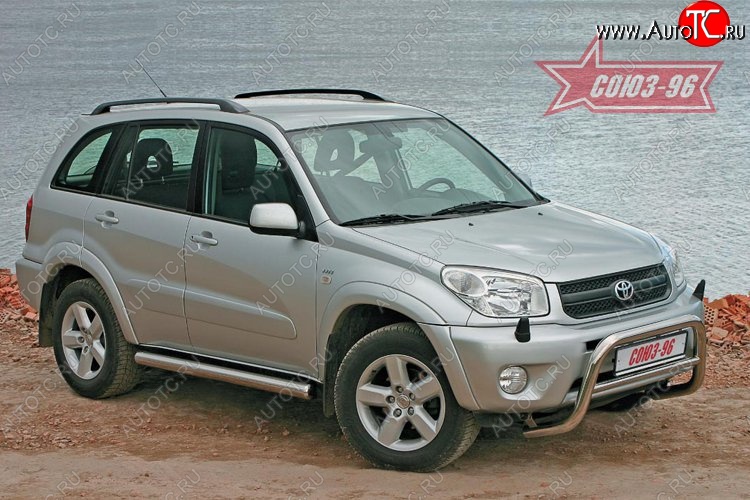 9 539 р. Защита переднего бампера Souz-96 (d60) Toyota RAV4 CA20 3 дв. дорестайлинг (2000-2003)  с доставкой в г. Белгород