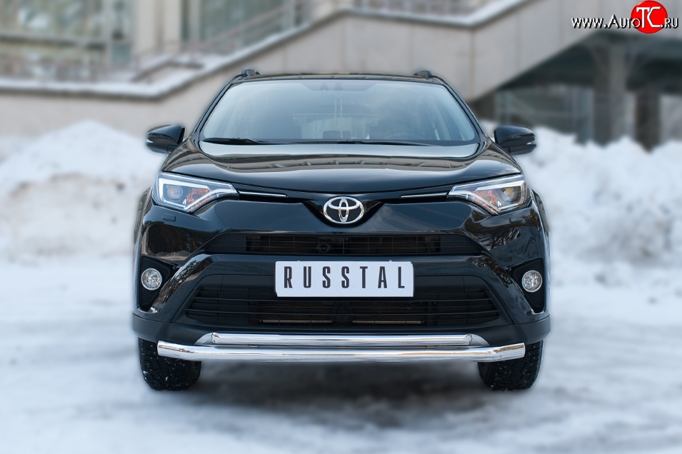 19 549 р. Защита переднего бампера (2 трубыØ63 и 42 мм, нержавейка) SLITKOFF Toyota RAV4 XA40 5 дв. рестайлинг (2015-2019)  с доставкой в г. Белгород