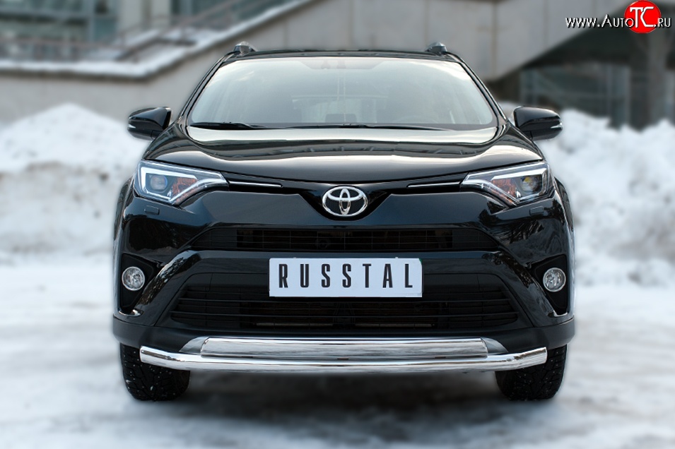 15 449 р. Защита переднего бампера (2 трубыØ75х42 и 63 мм, нержавейка) Russtal Toyota RAV4 XA40 5 дв. рестайлинг (2015-2019)  с доставкой в г. Белгород